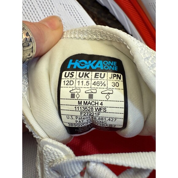Hoka One Mach 4 'White Fiesta' Men’s 12D Like New - Picture 9 of 9